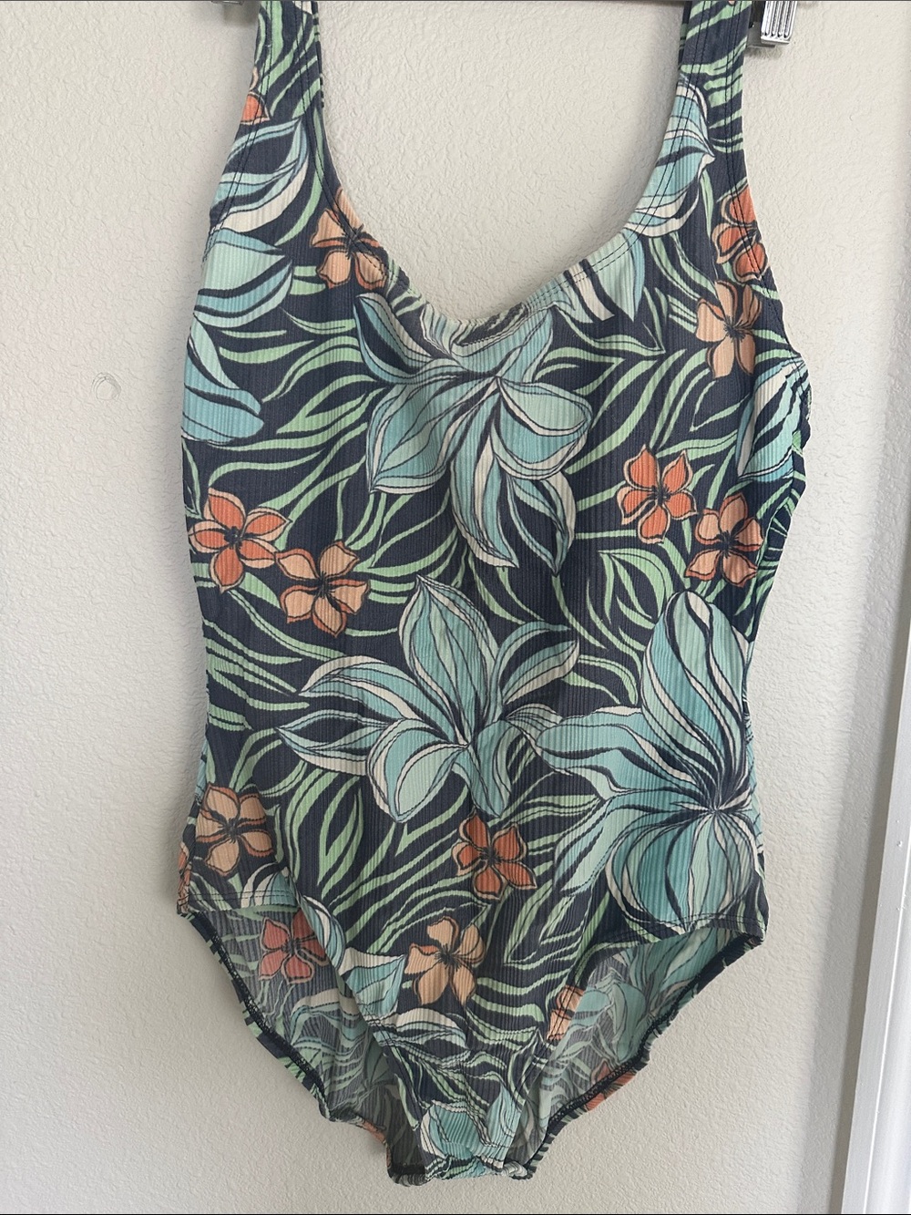 Floral One-Piece Swimsuit in Teal & Coral